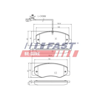 Abbildung von FAST FT29537 Bremsbelagsatz Hinterachse mit integriertem Verschleißsensor RENAULT: MASTER 3 Kasten, Pritsche/Fahrgestell