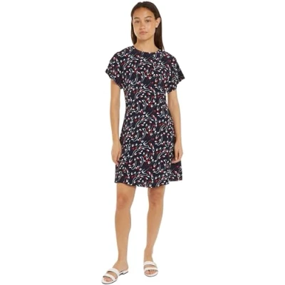 Abbildung von Tommy Hilfiger Short Freizeitkleid, Damen, Größe: 42, Small ribbon print desert sky