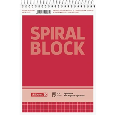 Abbildung von 10 x Brunnen Spiralnotizblock A5 kariert 50 Blatt
