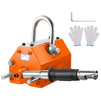Abbildung von VEVOR Lasthebemagnet Kranmagnet (1500 kg Tragfähigkeit, 3750 Zugkraft, 40 bis 80 ℃), 16 Stk. Magnete Handgesteuertes Gabelanheben Magnetlifter Magnetheber Gelb Neodymium Lifting Magnet Werkzeug