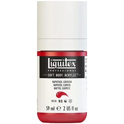 Abbildung von Liquitex 1959292 Professional Acrylfarbe Soft Body Künstlerfarbe in cremiger deckender Konsistenz, hohe Pigmentierung, lichtecht &amp; alterungsbeständig, 59ml Flasche Naphtholrot Karmin