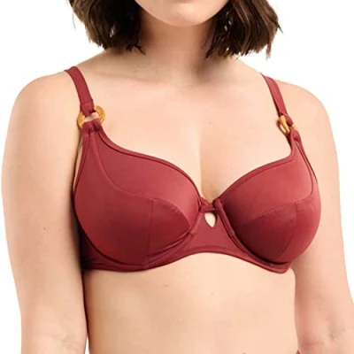 Abbildung von Sans Complexe Damen Elevated Basics Badeanzug, Bikinioberteil mit Bügel, Granatapfel, 80C