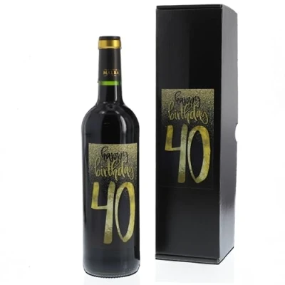 Abbildung von Bull &amp; Bear Wein Geschenk&quot;Happy Birthday 40&quot;, Geschenk zum 40. Geburtstag, Rotwein 14%, Merlot