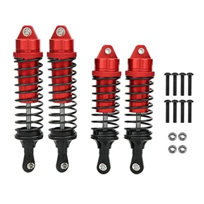 Abbildung von Vbest life 4 teiliger RC Stoßdämpfer aus Aluminiumlegierung, vorderer/hinterer des Autos für 1/10 Traxxas Slash Wagen(rot)