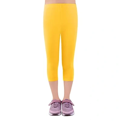 Abbildung von L&amp;K II Kinder Mädchen Leggings 3/4 Hose Capri aus Baumwolle Schulkleidung 146 152 2723 Gelb