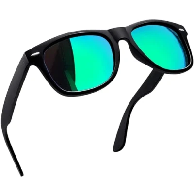 Abbildung von Joopin Rechteckige Grüne Sonnenbrille Herren Polarisiert Spiegele und Vintage Damen Verspiegelt Unisex UV400 Retro Brillen (Grün Schwarz)