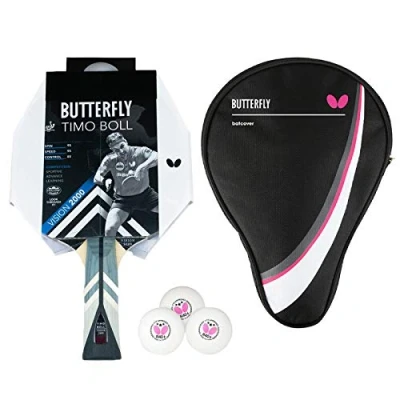 Abbildung von Butterfly 1x Timo Boll Vision 2000 Tischtennisschläger + Hülle 3x Bälle