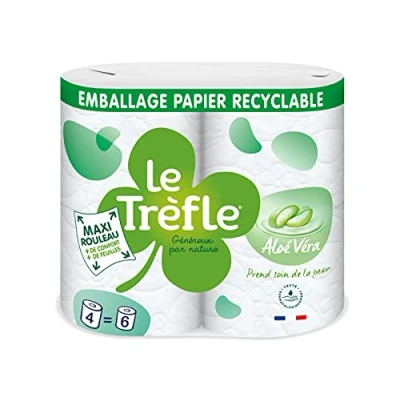 Abbildung von Le Trefle® Aloe Vera, Toilettenpapier, 4 Maxi Rollen = 6 klassische Rollen, flauschig, 3 lagig, Vera Lotion, recycelbares Papier, FSC® zertifiziertes gemischt