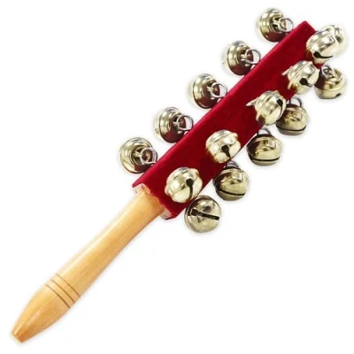 Abbildung von A Star 21 Bell Jingle Shaking Sleigh Stick mit Holzgriff 26 cm Länge