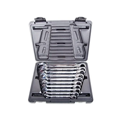 Abbildung von Omega Mechanix M2140 umschaltbaren Ratschenschlüssel Satz 10 Stück 8, 10, 12, 13, 14, 15, 16, 17, 18 und 19 mm CR V Profi Qualität