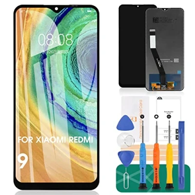 Abbildung von für Xiaomi Redmi 9 LCD Bildschirm Ersatz M2004J19G Display Touch Digitizer Assembly M2004J19C Reparaturteile Kits (Schwarz ohne Rahmen)