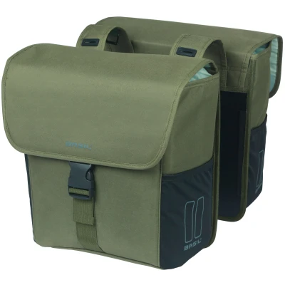 Abbildung von Doppelte Fahrradtasche Basil GO 32 Liter 14 X 27 31 Cm Dunkelgrün