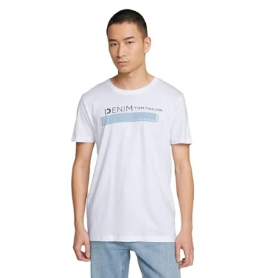 Abbildung von TOM TAILOR Denim Herren T Shirt mit Logo Print aus Bio Baumwolle
