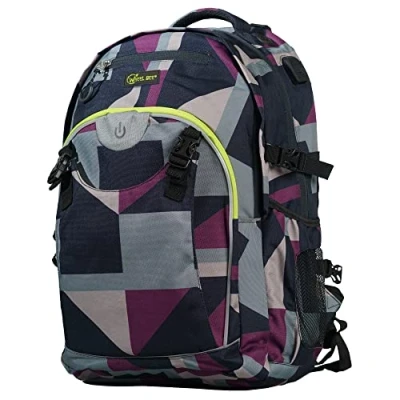 Abbildung von Wheel Bee Schulrucksack Generation Z, Design: Puzzle, LED Licht für Sicherheit und Sichtbarkeit, trendiger Backpack, USB Port, Kopfhörer Ausgang, viele Fächer, 950028