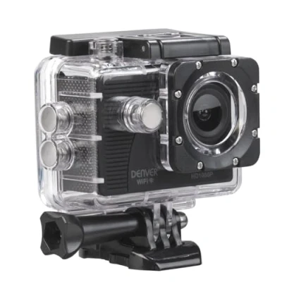 Abbildung von Denver Full HD Action Kamera mit Wi Fi Funktion und rückseitigem Bildschirm, HD, CMOS, 5 MP, 30 fps, Fi, 900 mAh