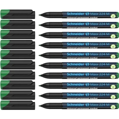 Abbildung von Schneider Maxx 224 M Universal Marker (permanent, Cap Off Ink, nachfüllbar, 1,0 mm) 10er Packung grün