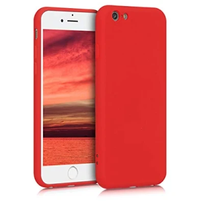Abbildung von kwmobile Hülle kompatibel mit Apple iPhone 6 / 6S gummierte TPU Silikon Handyhülle Schutzhülle für kabelloses Laden Case in Rot