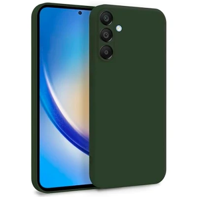 Abbildung von MyGadget Hülle für Samsung Galaxy A35 5G Zweilagige Handyhülle mit Kameraschutz Cover Innenfutter &amp; Silikon außen Olivgrün