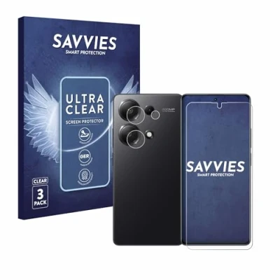 Abbildung von Savvies 6 Stück Schutzfolie für Xiaomi Redmi Note 13 Pro 4G (Display+Kamera) Displayschutz Folie Ultra Transparent