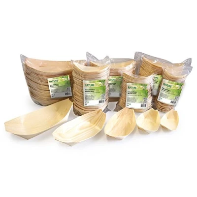 Abbildung von 40 x NatureStar Fingerfood Schalen Bio Schiffchen 140x80mm Holz VE=50