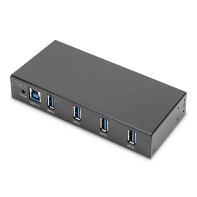 Abbildung von DIGITUS USB Hub 4 Ports 4X A 3.0 5 Gbit/s SuperSpeed 15 kV ESD Schutz Hutschienenmontage Industrial Serie Schwarz