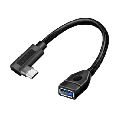 Abbildung von LogiLink CU0100 USB 3.2 (Gen2) Kabeladapter 10 Gb, Typ C (90 gewinkelt) auf A mit OTG Funktion (on the go), 20cm