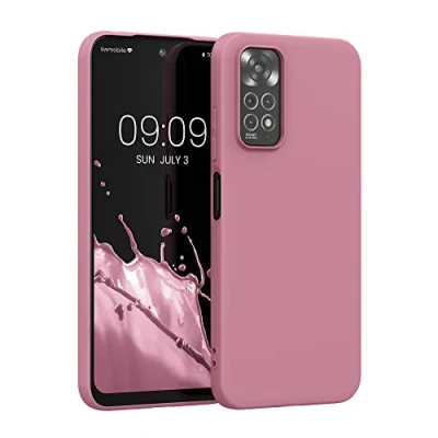 Abbildung von kwmobile Hülle kompatibel mit Xiaomi Redmi Note 11 / 11S weiches TPU Silikon Case Cover geeignet für kabelloses Laden Dark Rose