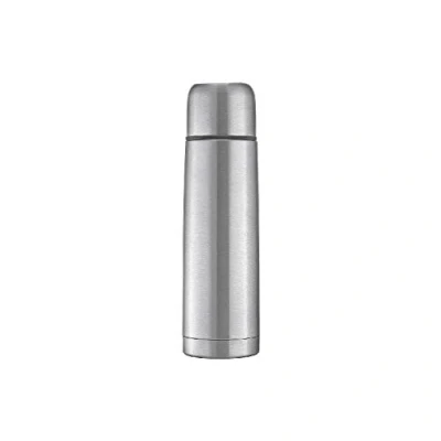 Abbildung von reer Edelstahl Isolier Flasche PURE, 450 ml klein, handlich, ideal fürs Baby, mit integriertem Becher, silber (1er Pack)