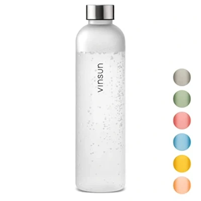 Abbildung von Vinsun Trinkflasche 1L Kohlensäure geeignet, auslaufsicher Wasserflasche, BPA frei, bruchsicher, Geruchs und Geschmacksneutral,