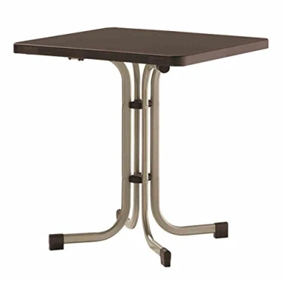 Abbildung von Sieger 231/C M Boulevard Klapptisch mit mecalit Pro Platte 70 x cm, Stahlrohrgestell champagner, Tischplatte Schieferdekor mocca