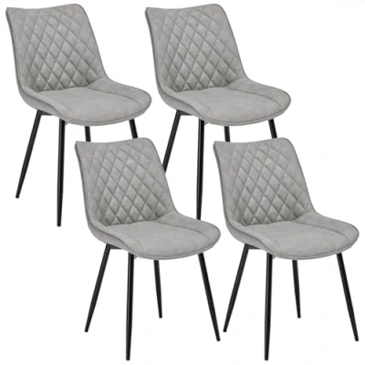 Abbildung von WOLTU Esszimmerstühle 4er Set, Küchenstühle, Wohnzimmerstühle, Polsterstühle mit Rückenlehne, für Esszimmer, Küche, Wohnzimmer, Büro, Sitzfläche aus Kunstleder, Metallbeine, Grau BH210gr 4