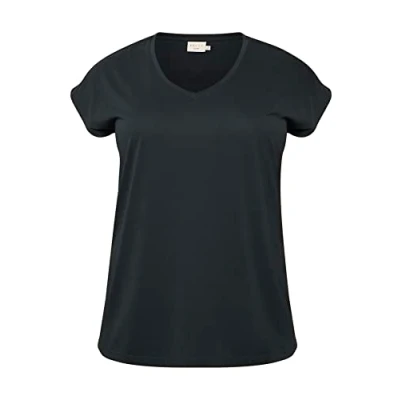 Abbildung von KAFFE CURVE T Shirt KClina Damen Große Größen Kurzarm Casual V Ausschnitt Washed Black L