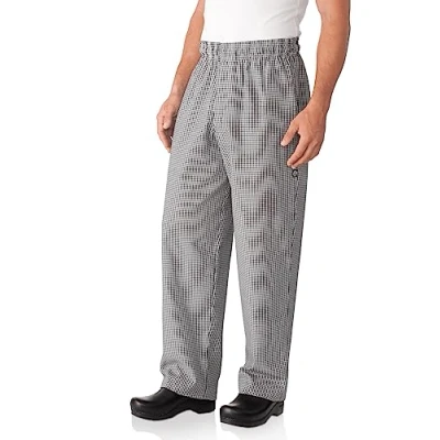 Abbildung von Chef Works Herren Essential Baggy Zip Fly Pants Kochhose, Kleines Karo, Mittel