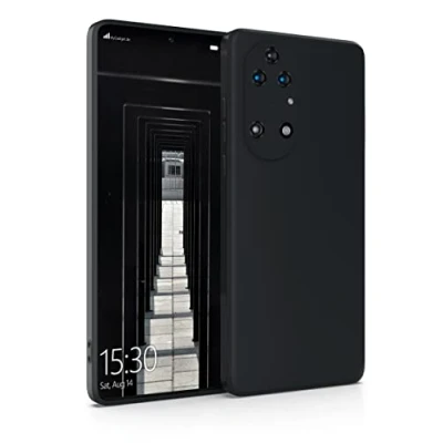 Abbildung von MyGadget Hülle für Huawei P50 robuste Silikon Schutzhülle TPU Case Slim Silikonhülle Back Cover Kratzfest Handyhülle Matt Schwarz