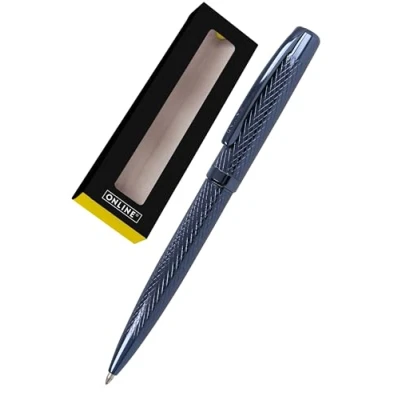 Abbildung von Online Kugelschreiber Eleganza Diamond Night I hochwertiger Metall Kuli Blau auswechselbare Großraummine Metallclip Schreibfarbe Schwarz dokumentenecht inkl. Geschenkverpackung