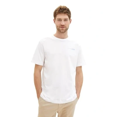Abbildung von TOM TAILOR Herren Basic T Shirt mit kleinem Logo Print, 20000 White, S