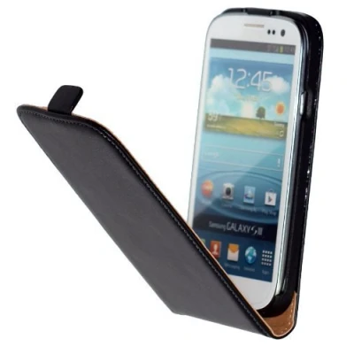 Abbildung von PhoneNatic Kunst Lederhülle kompatibel mit Samsung Galaxy S3 Flip Case schwarz + 2 Schutzfolien