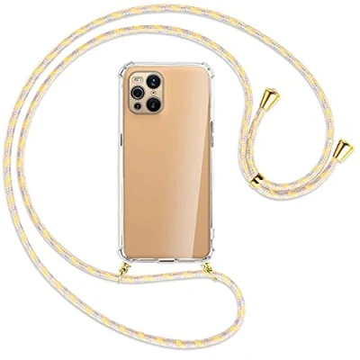 Abbildung von mtb more energy® Handykette kompatibel mit Oppo Find X3 Pro (6.7&#039;&#039;) Vintage Flowers/Gold Smartphone Hülle zum Umhängen Anti Shock Full TPU Case