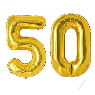 Abbildung von Zahlen luftballon 50 jahre Gold Folienballon 40&quot; 101cm Geburtstagsdeko Ballon Zahl Deko zum Geburtstag fliegt mit Helium 50.Geburtstag für Männer Frauen 50.Geburtstagsparty Jubiläum