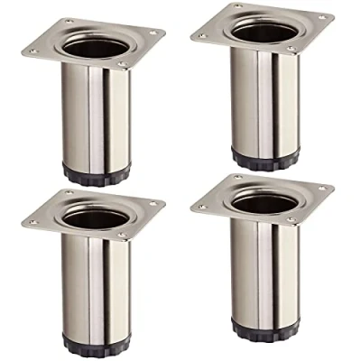 Abbildung von 4 Stück Möbelfüße BRAVO Höhe 80 mm (+ 10 mm) Ø 40 Edelstahloptik höhenverstellbare Schrankbeine aus Stahl belastbar bis 50 kg pro Stützfuß von SOTECH