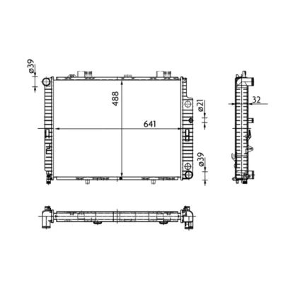 Abbildung von MAHLE ORIGINAL CR 309 000S Kühler, Motorkühlung für Fahrzeuge mit/ohne Klimaanlage 641 488 42 Kühlrippen gelötet MERCEDES BENZ: E Klasse T modell