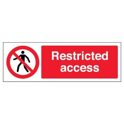 Abbildung von vsafety Schilder 67141 ax s &quot;, eingeschränkten Zugang&quot; Achtung Building Schild, selbstklebend, Landschaft, 300 mm x 100 mm, schwarz/rot