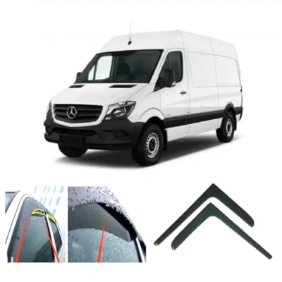 Abbildung von 2 x kompatibel mit Mercedes Sprinter 906 (2006 2018) V W Crafter LT3 2017) Windabweiser Dark Smoke getöntes Acrylglas Tür Seitenfenster In Kanal Visiere Regen Schnee Sonnenschutz