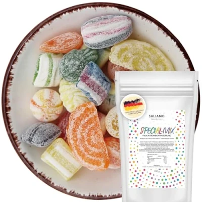 Abbildung von Saliamo 200g Frucht Bonbons Bonbon Mischung Retro Fruchtbonbons wie früher Jahrmarkt Deutsche Manufaktur