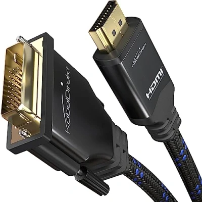 Abbildung von KabelDirekt HDMI DVI Adapterkabel mit A.I.S. Schirmung und Metallstecker 5 m (bi direktionales D/HDMI Monitorkabel, Gerät an Monitor anschließen &amp; umgekehrt, Full HD/1080p, Nylon)