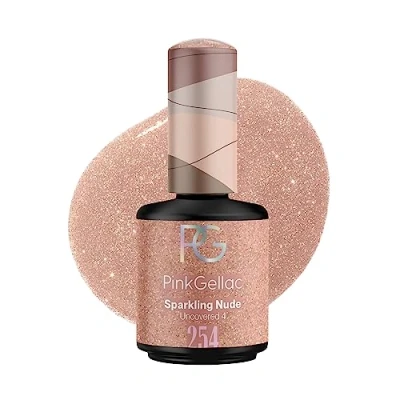 Abbildung von Pink Gellac UV Gel Nagellack 254 Sparkling Nude 15 ml Glitzer Lack für Nägel in Salonqualität Made Holland