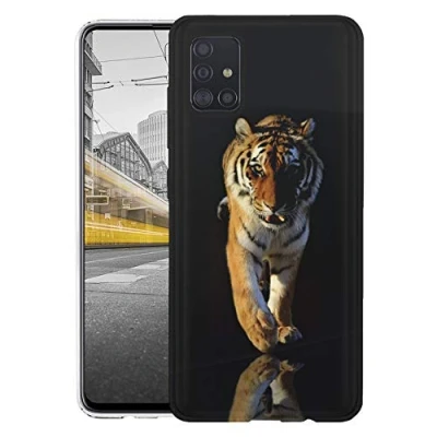 Abbildung von KX Mobile Hülle für Samsung A41 Handyhülle Motiv 223 Tiger Schwarz Braun Premium Silikonhülle SchutzHülle Softcase HandyCover Galaxy