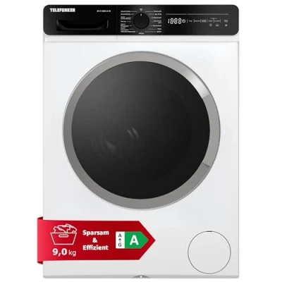 Abbildung von Telefunken Waschmaschine 9kg mit Dampffunktion 1400 U/Min. Frontlader Inverter Motor Leise &amp; Effizient AquaStop Schontrommel Washing Machine 15 Programmen EEK A W 9 weiß