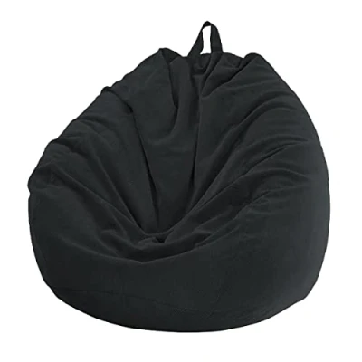 Abbildung von Chickwin Bezug für Sitzsack, Birne, Samt, ohne Füllung, drinnen und draußen, Entspannung, Liegestuhl, Wohnzimmer, Schlafzimmer, Kissen (Schwarz, 70 x 80 cm)