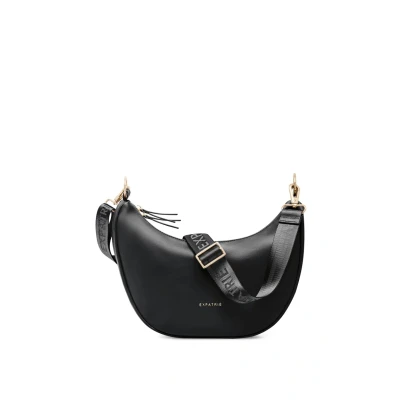 Abbildung von Expatrié Umhängetasche Damen Schwarz Lea Medium Half Moon Bag Schultertasche Crossbody im Halbmond Design Halbrunde Handtasche aus Veganem Leder Wasserabweisend